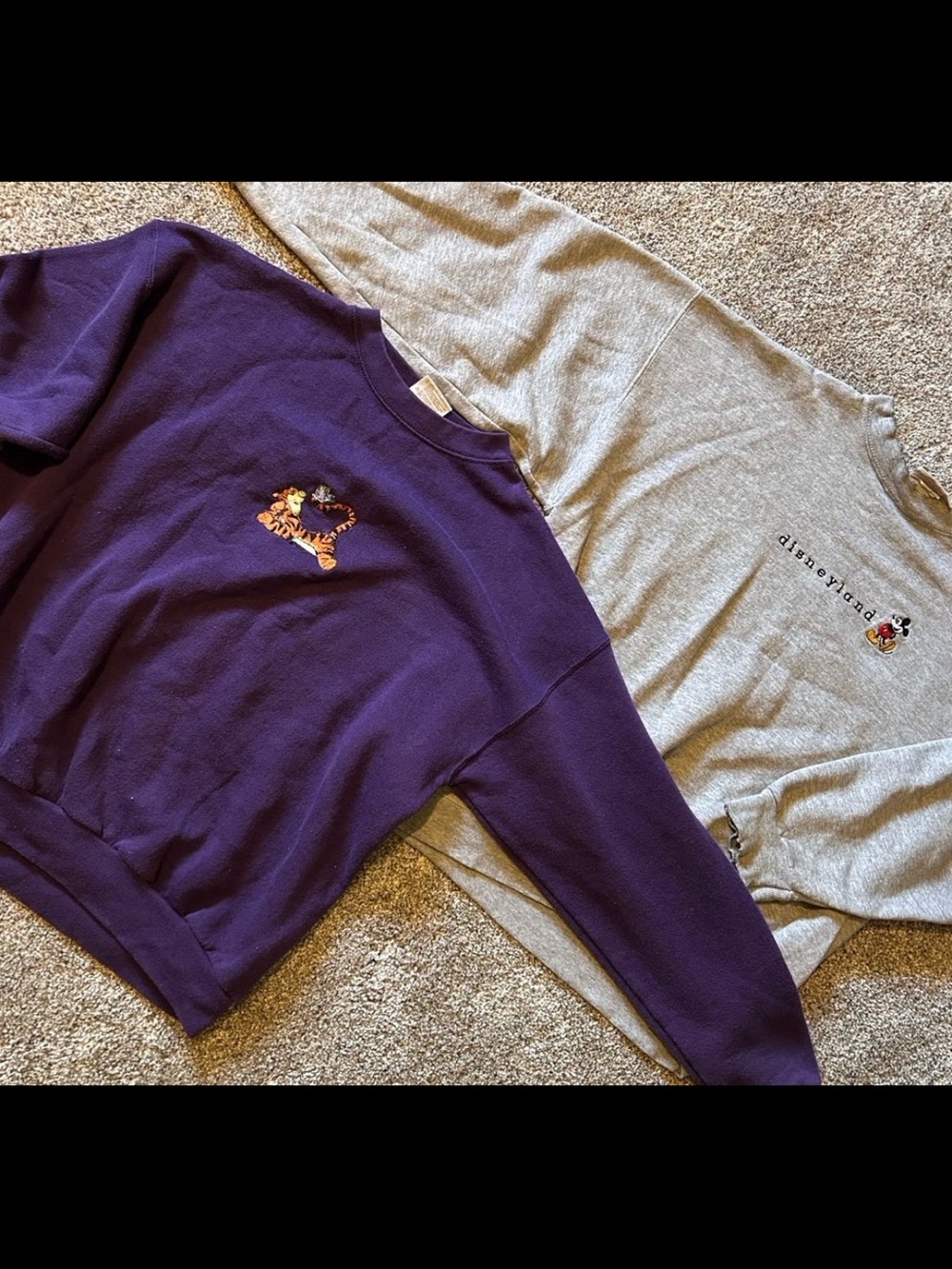 Disney Purple Tigger Embroidered Crewneck Sweatshirts